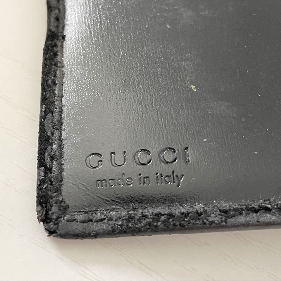 Gucci black monogram embossed suede leather wallet - Picture 8 of 11